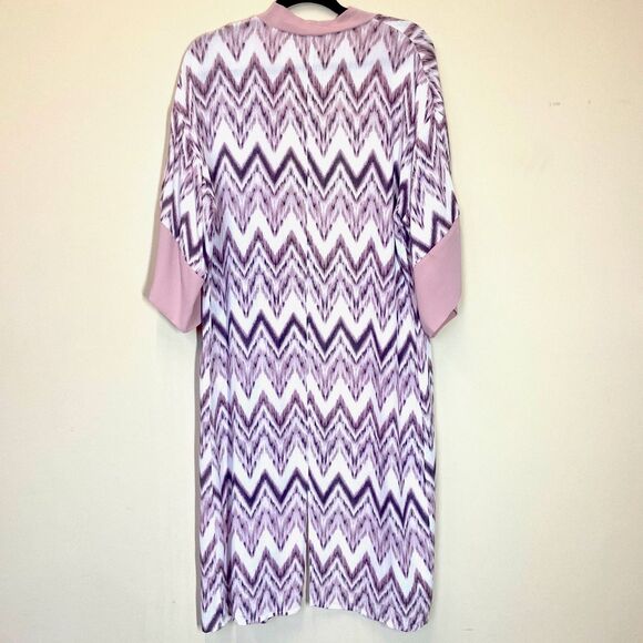 Mystree Kimono Jacket Duster Chevron Ikat Print Blush Size Small Boho Ro… - Picture 2 of 6